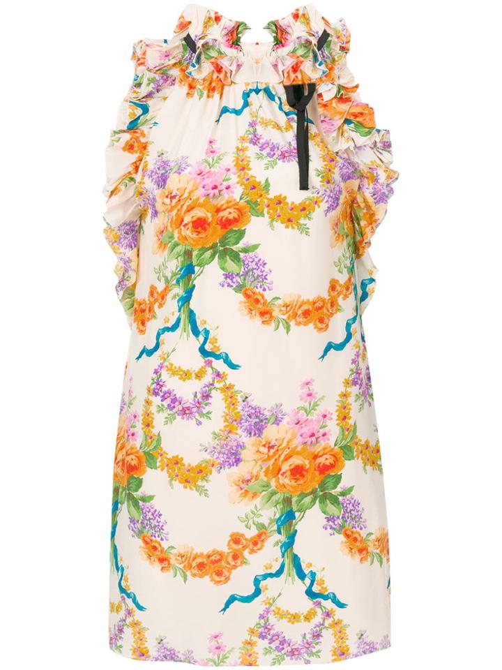 Gucci Floral Ruffled Dress - Nude & Neutrals