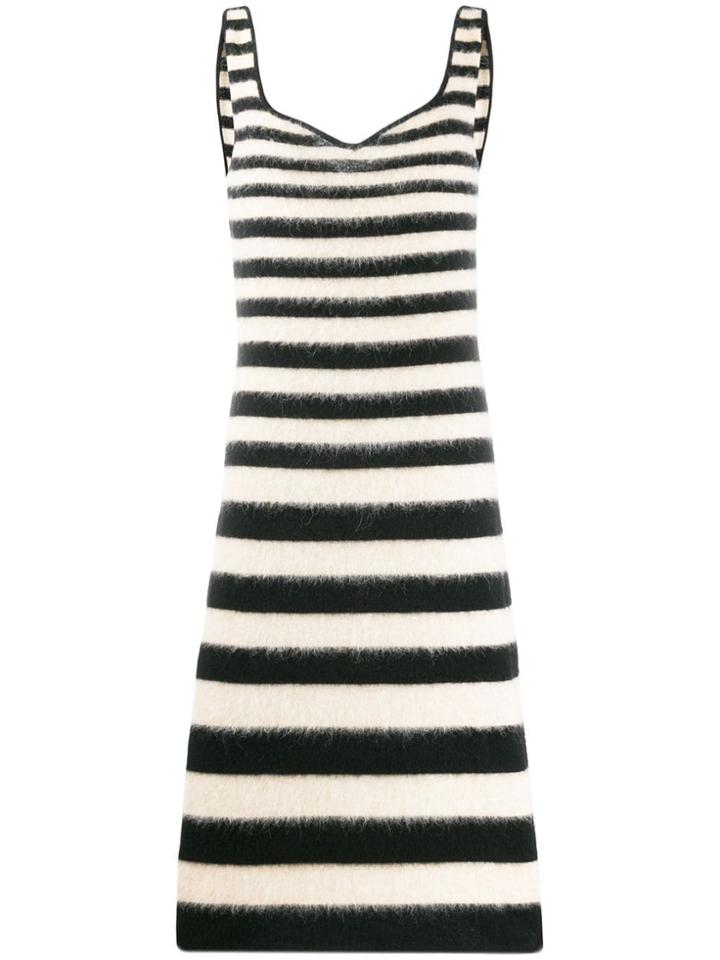 Marni Striped Fitted Midi Dress - Black