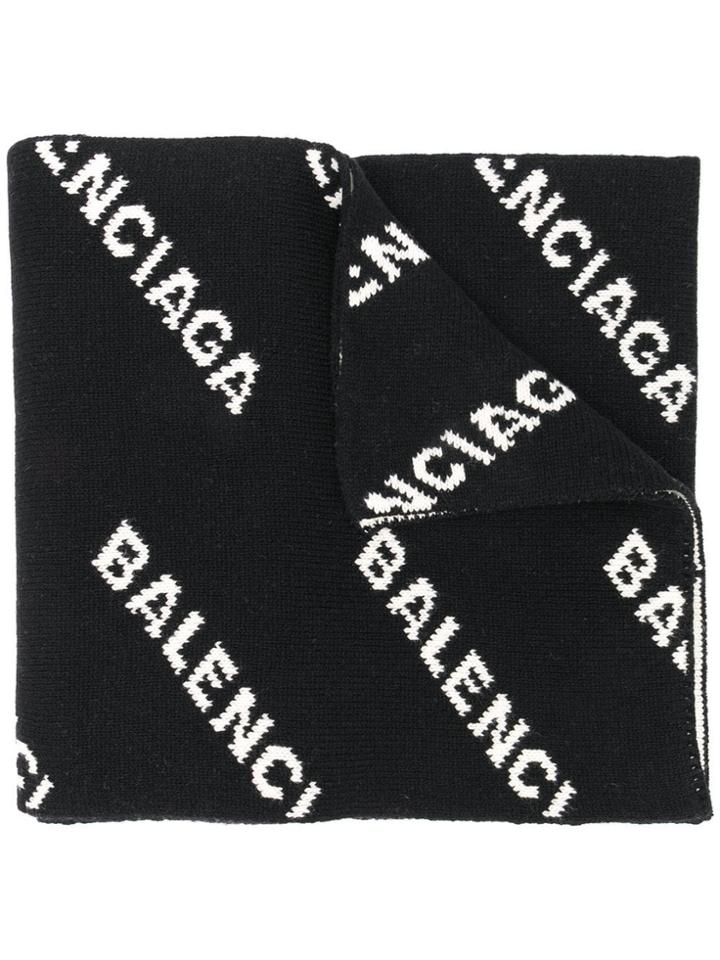Balenciaga Long Logo Scarf - Black