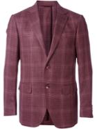 Ermenegildo Zegna Checked Blazer, Men's, Size: 56, Pink/purple, Silk/linen/flax/cupro/wool