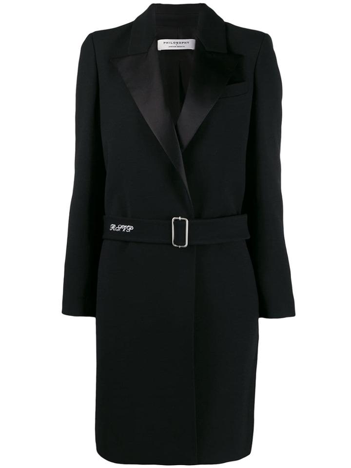 Philosophy Di Lorenzo Serafini Belted Long Coat - Black