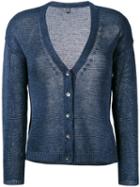 Eleventy - Buttoned Cardigan - Women - Linen/flax - L, Blue, Linen/flax