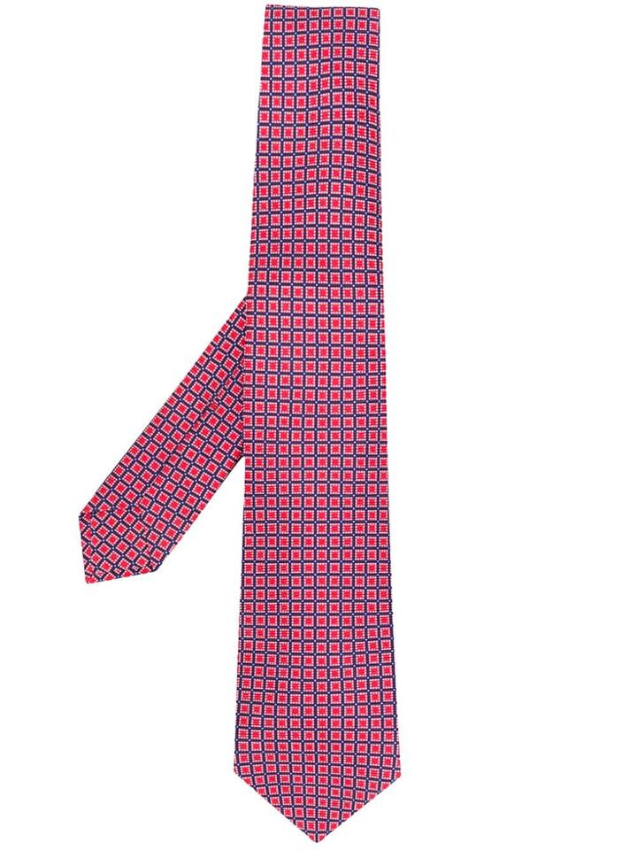 Kiton Check Print Tie - Red