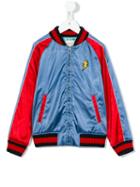Gucci Kids - Striped Detail Bomber Jacket - Kids - Polyamide/wool/polyimide-1 - 8 Yrs, Blue