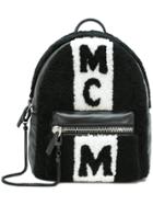 Mcm Shearling Panel Backpack - Black