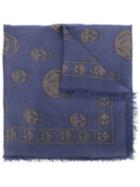 Alexander Mcqueen 'skull' Scarf, Men's, Blue, Modal/silk