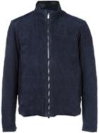 Tod's Zip Up Jacket, Men's, Size: Medium, Blue, Leather/polyester/spandex/elastane/virgin Wool