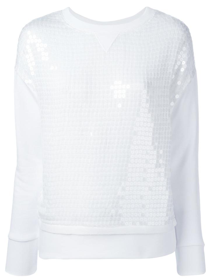 Dondup Sequined Sweatshirt, Women's, Size: Small, White, Cotton/polyamide/polyester/spandex/elastane