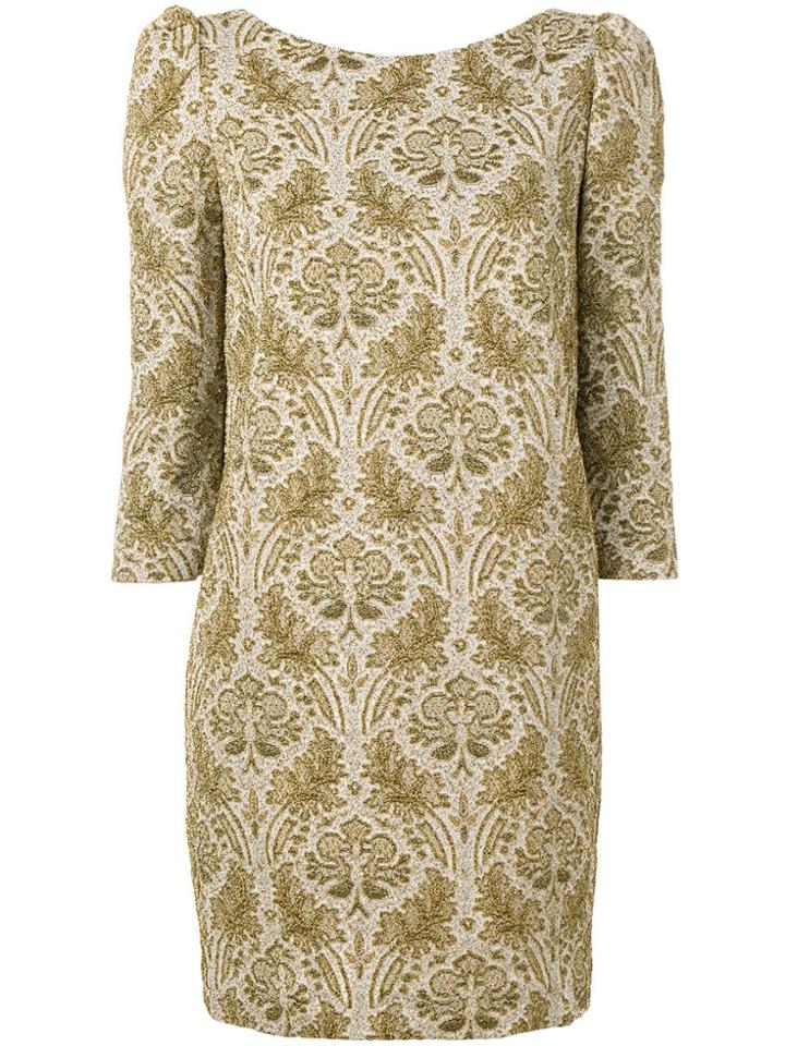 Semicouture Jacquard Mini Dress - Gold