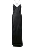 Michelle Mason Strappy Wrap Gown - Black