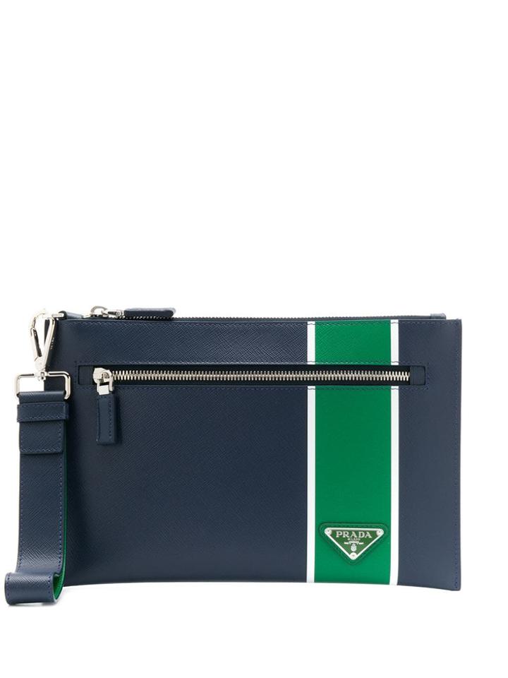 Prada Striped Clutch - Blue