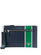 Prada Striped Clutch - Blue