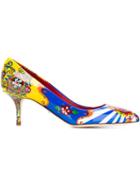 Dolce & Gabbana Carretto Siciliano Print Pumps, Women's, Size: 40, Leather/patent Leather