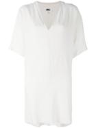 Mm6 Maison Margiela - Fluid V-neck Dress - Women - Cotton/ramie/viscose - 40, Pink/purple, Cotton/ramie/viscose