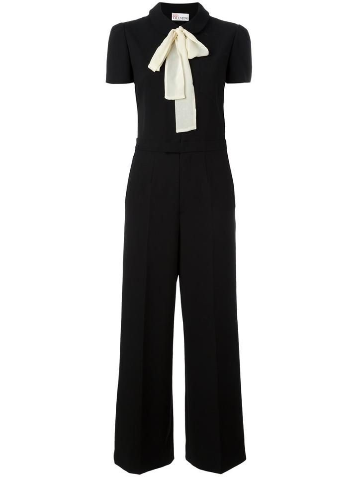 Red Valentino Neck Tie Tailored Jumpsuit, Women's, Size: 40, Black, Polyester/spandex/elastane/viscose/polyester