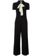 Red Valentino Neck Tie Tailored Jumpsuit, Women's, Size: 40, Black, Polyester/spandex/elastane/viscose/polyester