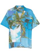 Duo Palm Print Short Sleeve Shirt - Blue