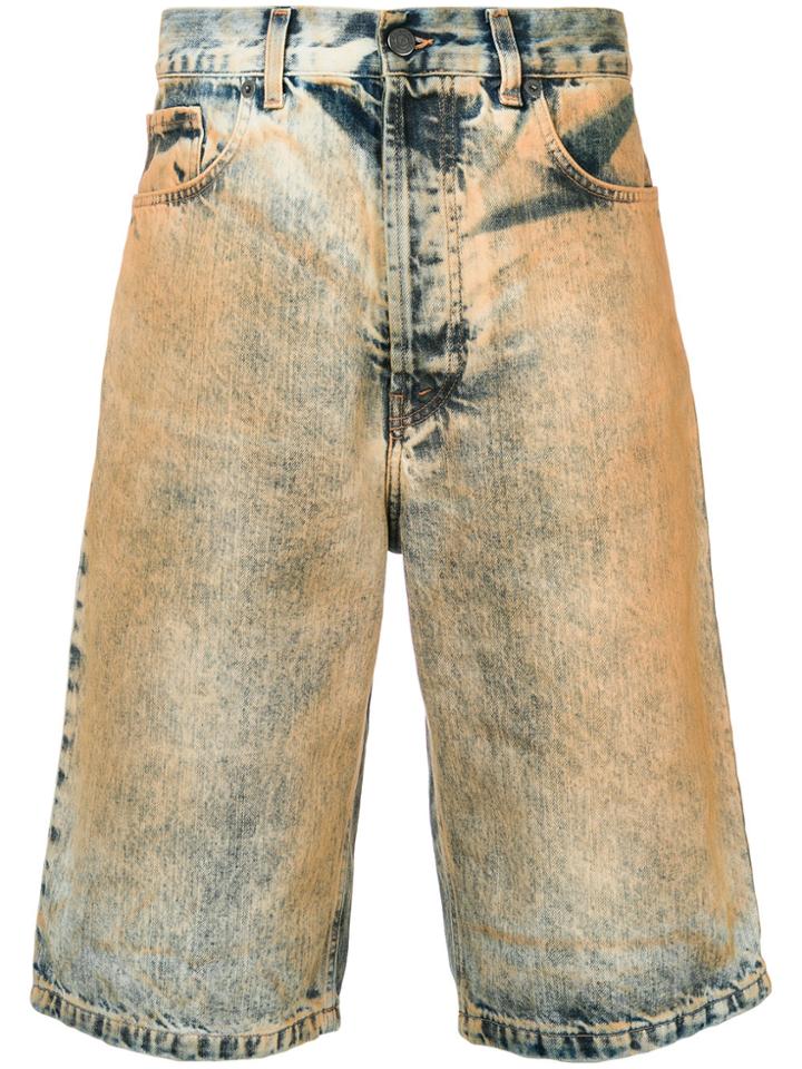 Paura Washed Denim Shorts - Multicolour