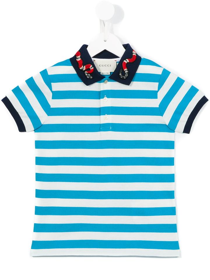 Gucci Kids Striped Polo Shirt, Boy's, Size: 8 Yrs, Blue