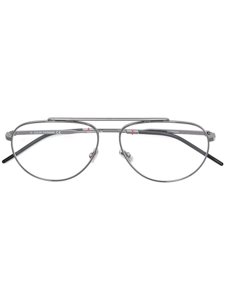 Dior Eyewear Oval Frame Glasses - Metallic