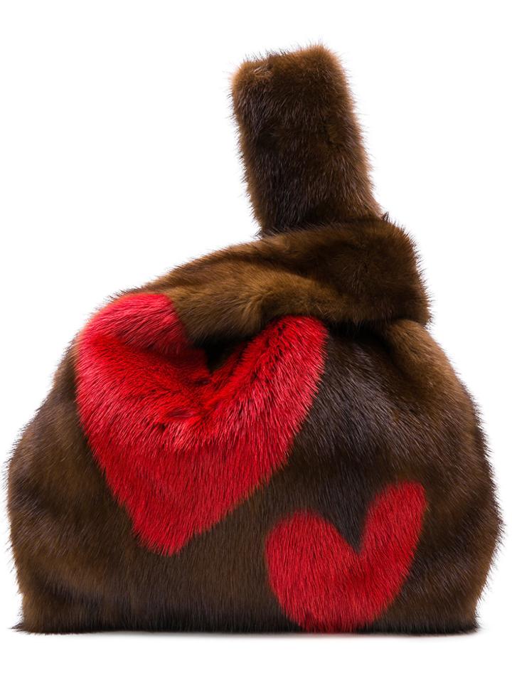 Simonetta Ravizza Furrissima Heart Tote Bag - Brown