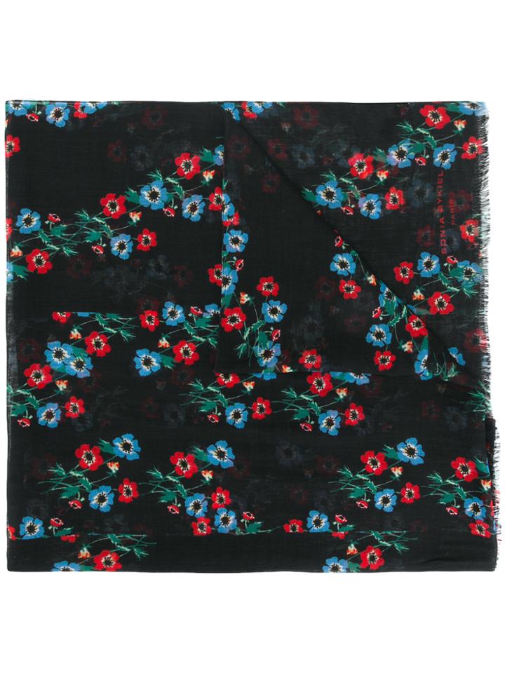 Sonia Rykiel Floral Print Scarf - Black