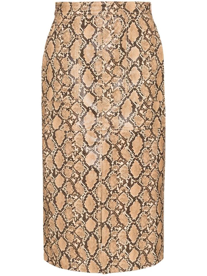 Johanna Ortiz Poema Python Print Pencil Skirt - Neutrals