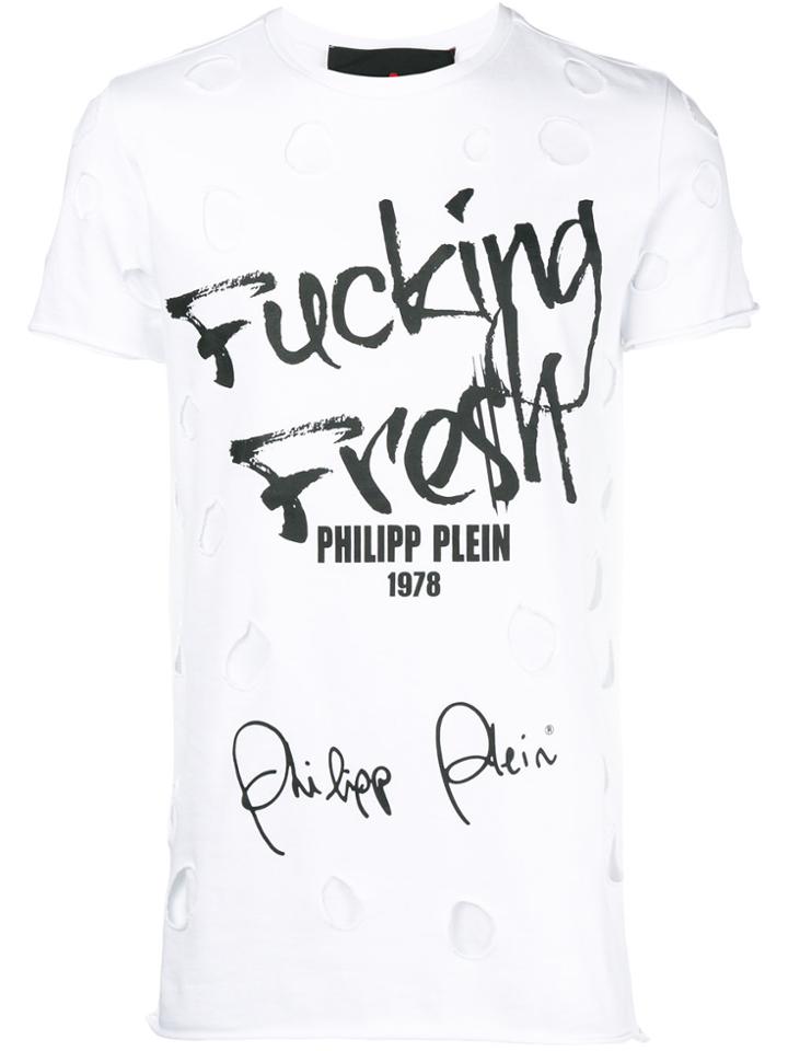 Philipp Plein Distressed Detail T-shirt - White