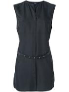 Diesel Belted Sleeveless Blouse, Women's, Size: Xs, Black, Silk