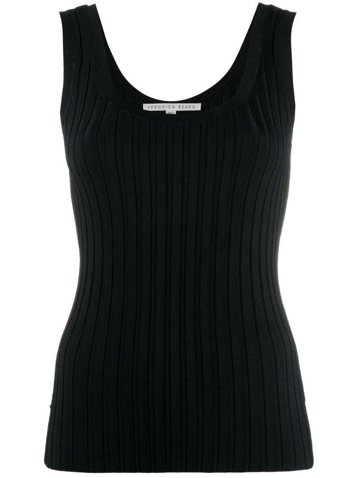 Veronica Beard Ribbed Tank Top - Black