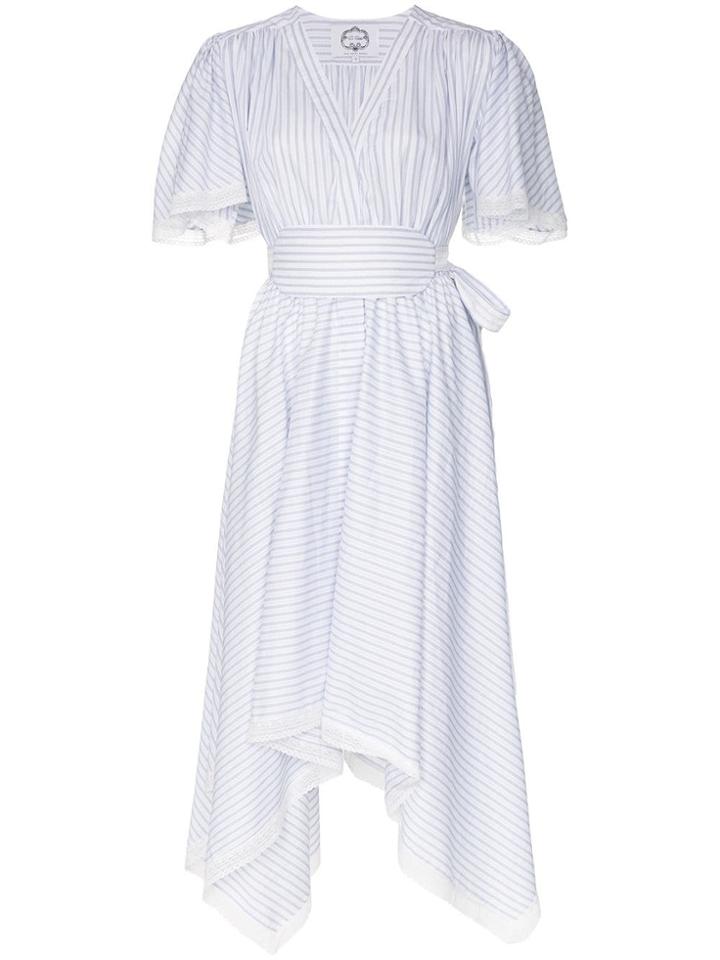 Evi Grintela Romy Pinstripe Midi-dress - White