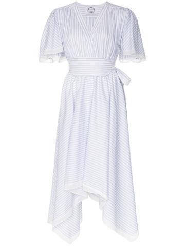 Evi Grintela Romy Pinstripe Midi-dress - White