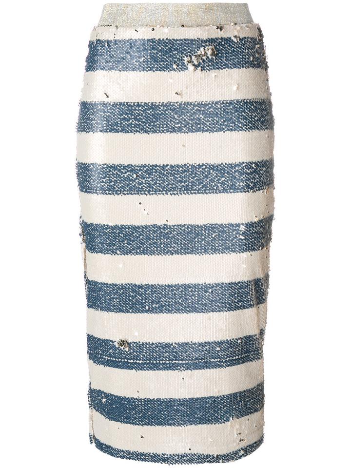 Essentiel Antwerp - Striped Pencil Skirt - Women - Polyester/spandex/elastane - M, Blue, Polyester/spandex/elastane