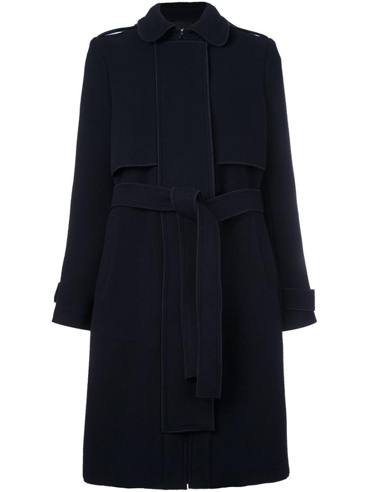 Carven Mid-length Belted Coat, Women's, Size: 36, Blue, Polyamide/acetate/viscose/virgin Wool