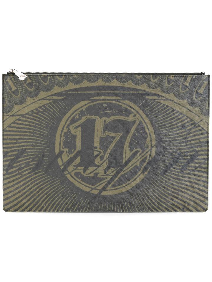Givenchy Dollar Print Clutch Bag, Women's, Brown, Cotton/polyurethane/polyester