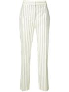 Jil Sander - Striped Straight Trousers - Women - Spandex/elastane/virgin Wool - 36, White, Spandex/elastane/virgin Wool