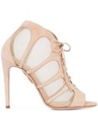 Aquazzura Mesh Detail Sandals - Nude & Neutrals