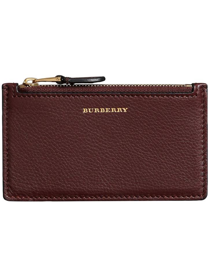 Burberry Two-tone Leather Zip Card Case - Red