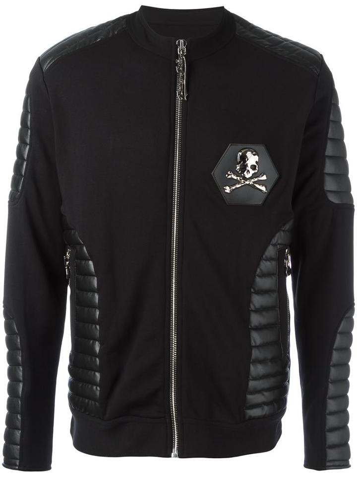Philipp Plein 'purple' Bomber Jacket, Men's, Size: Medium, Black, Cotton/polyurethane/polyester