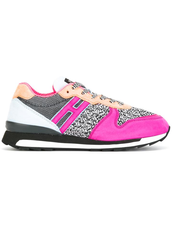 Hogan Rebel Contrast Lace Up Trainers - Pink & Purple