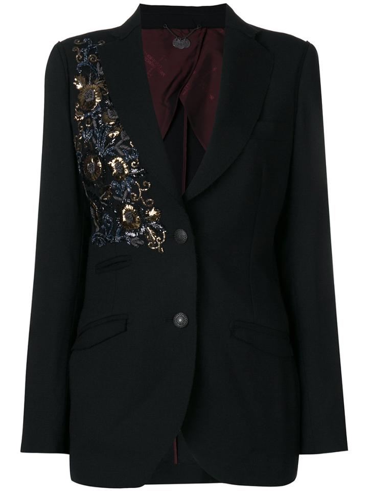Maurizio Miri Sequin Embroidered Blazer - Black