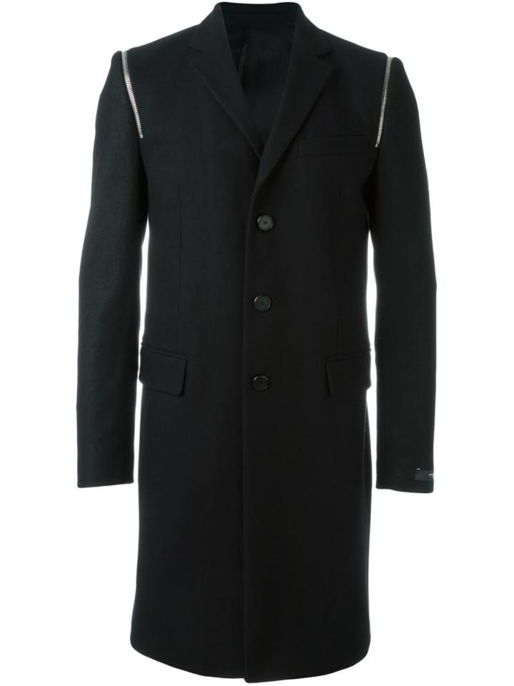 Givenchy Zip Detail Coat, Men's, Size: 48, Black, Cotton/polyamide/cupro/wool