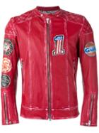 S.w.o.r.d 6.6.44 Distressed Logo Jacket, Men's, Size: 48, Red, Leather/polyester