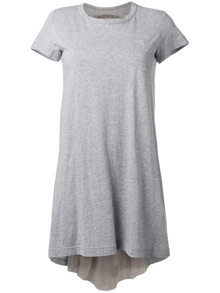Sacai Cupro Insert T-shirt Dress, Women's, Size: 2, Grey, Cotton/cupro/polyester