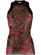 Ssheena Floral Print Mesh Tank Top, Women's, Size: Large, Polyester/spandex/elastane