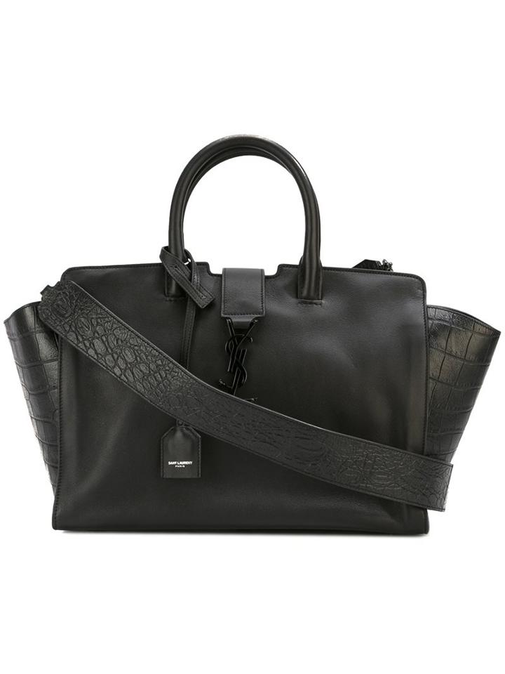 Saint Laurent Small 'cabas Monogram' Tote, Women's, Black, Leather