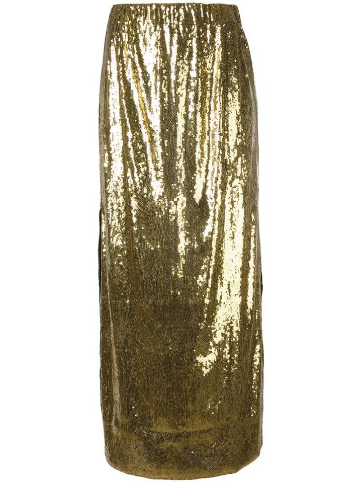 Misbhv Metallic (grey) Sequined Maxi Skirt, Women's, Size: Medium, Polyester/polyamide/spandex/elastane