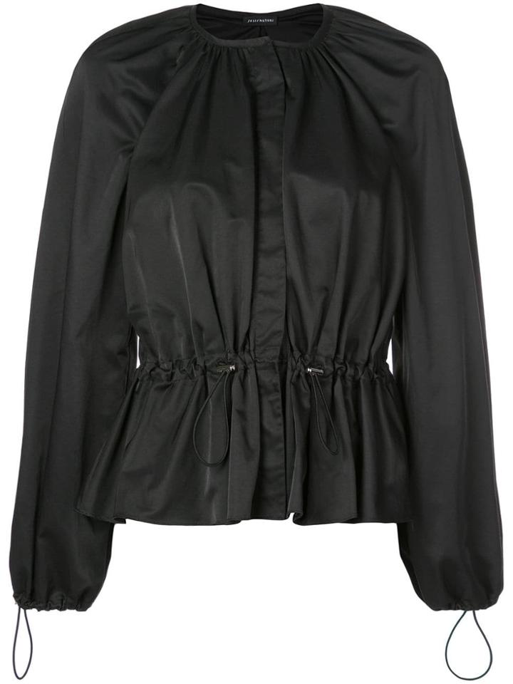 Josie Natori Drawstring Waist Blouse - Black