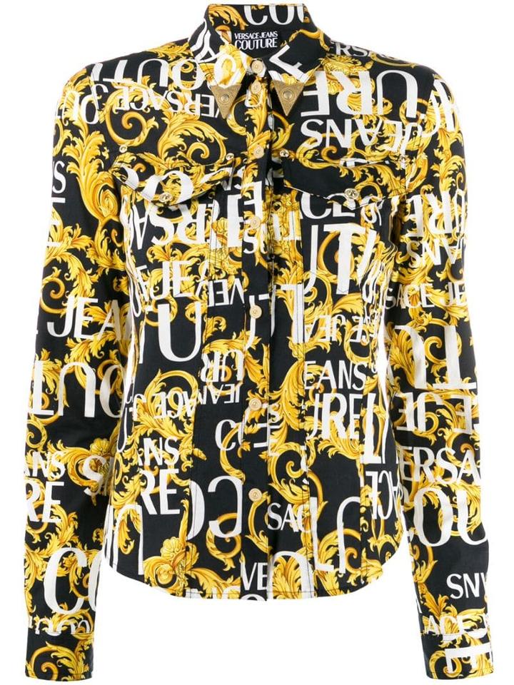 Versace Jeans Logo Baroque Print Shirt - Black