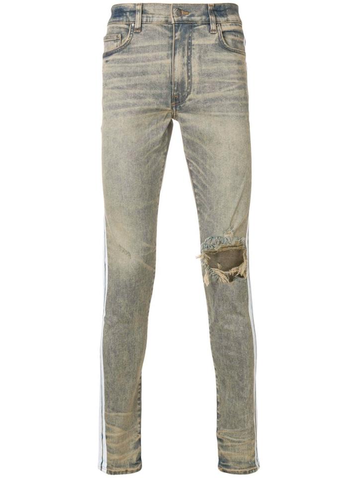Amiri White Stripe Skinny Jeans - Blue